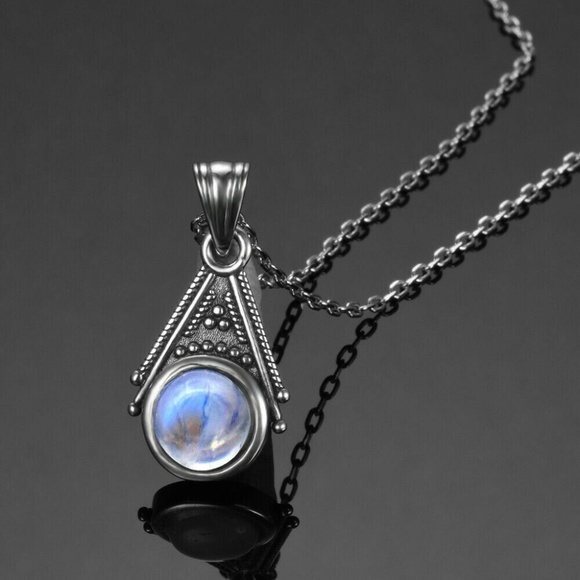 🌸 MOONSTONE NECKLACE NATURAL TEARDROP BOHO CHIC REAL CHAIN BOHEMIAN PENDANT - Picture 15 of 15